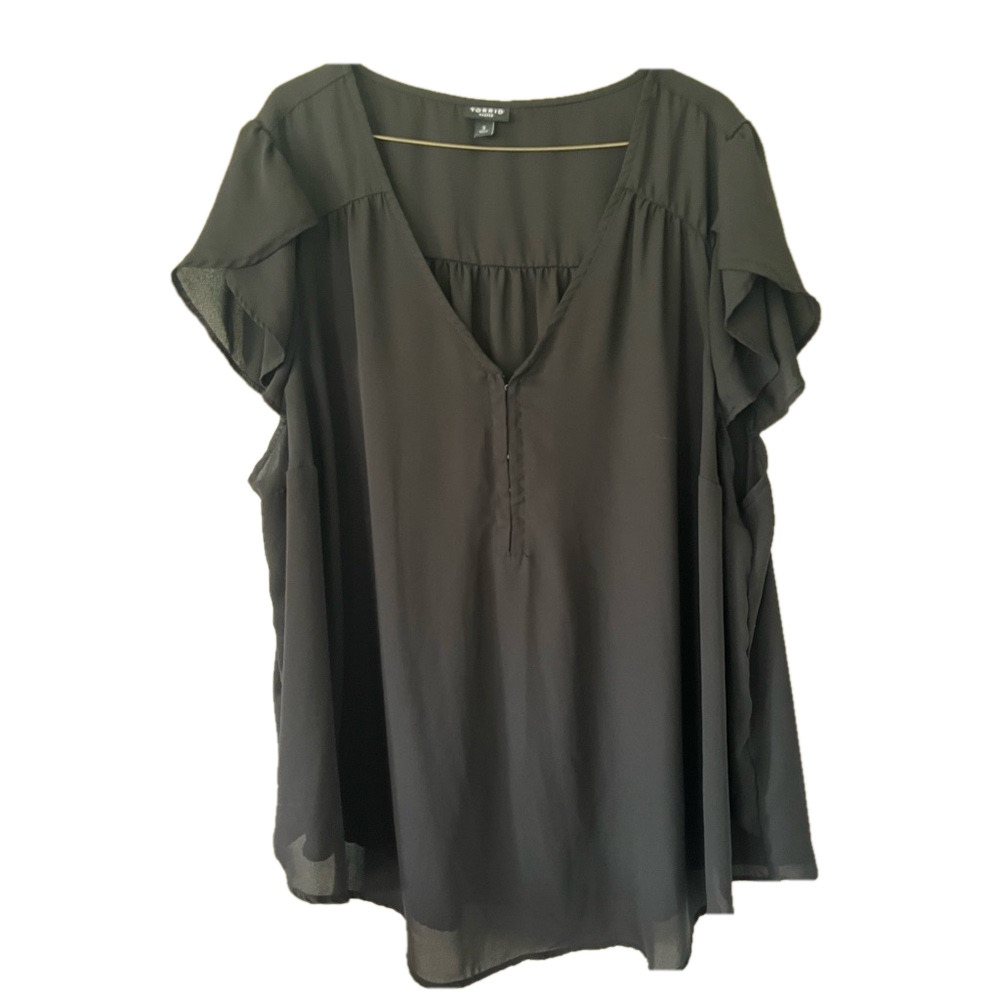 Torrid Harper blouse black butterfly short sleeve size 3x office wear like‎ new